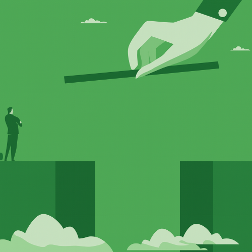 A gap being bridged by a large hand