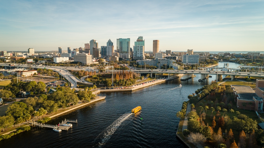 Tampa Bay looking down the river to downtown