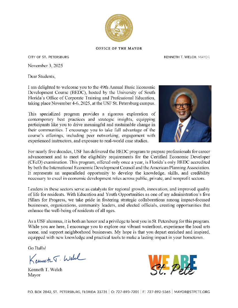 Letter from Mayor Welch