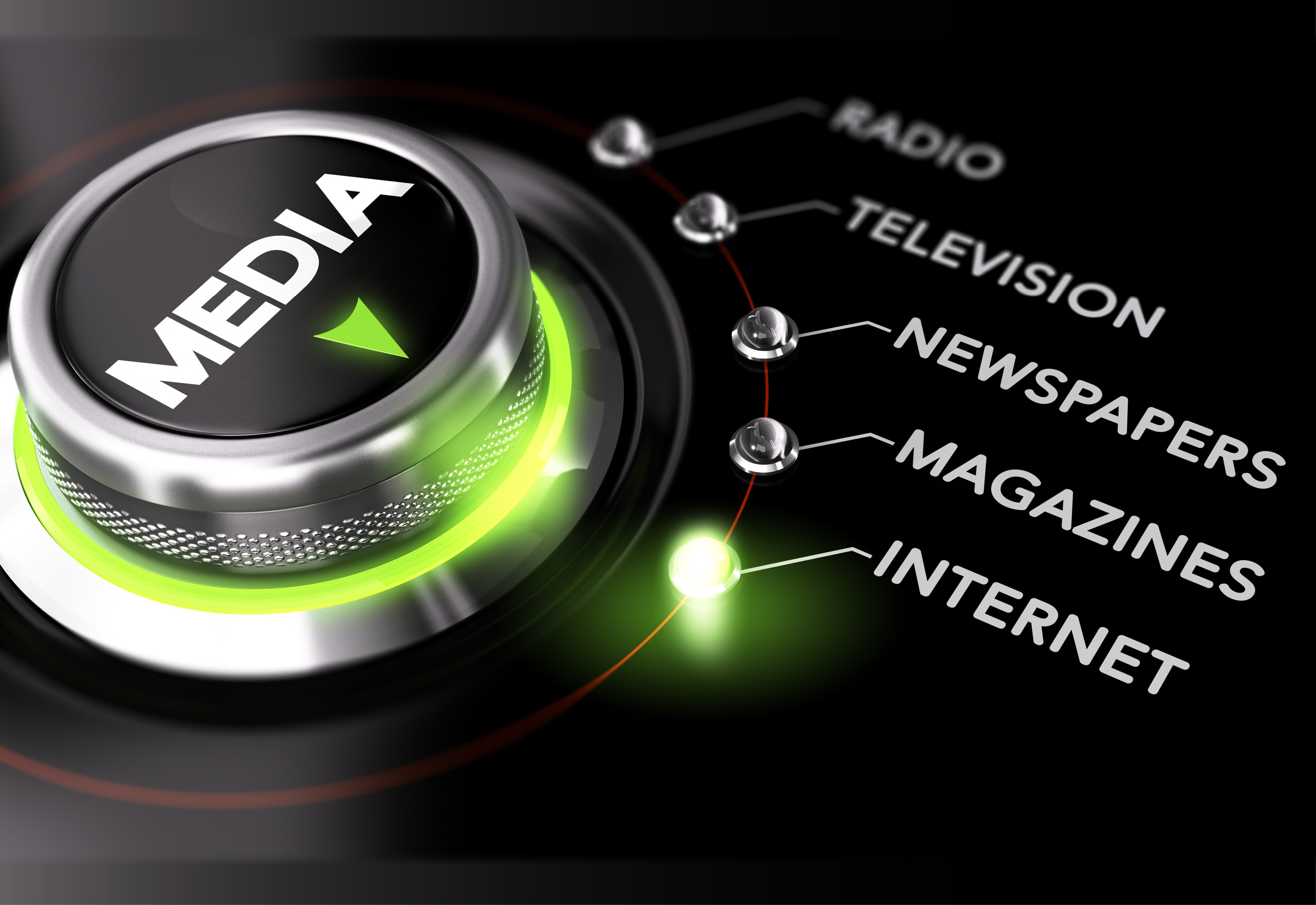 A dial labeled "Media" turned to a setting labeled "Internet"