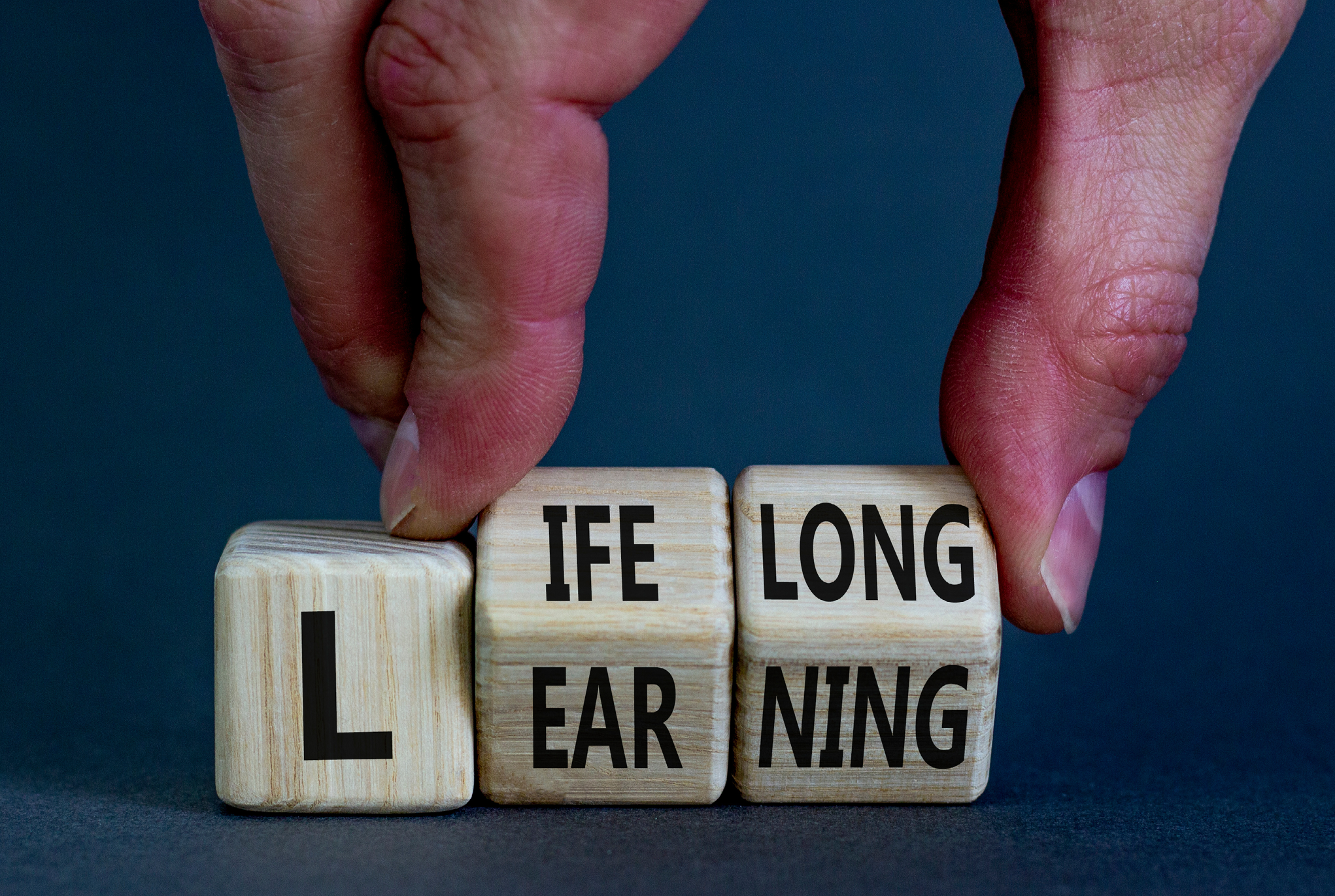 Wooden blocks spelling out Lifelong Learning