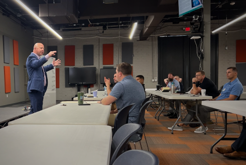 CTPE instructor Shane Wentz teaches in front of class