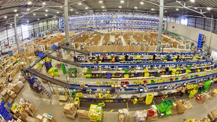 Interior of Amazon fulfillment warehouse