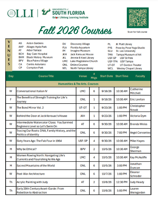 Fall 2026 Course List