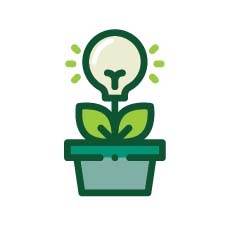 Lightbulb growing out of plant