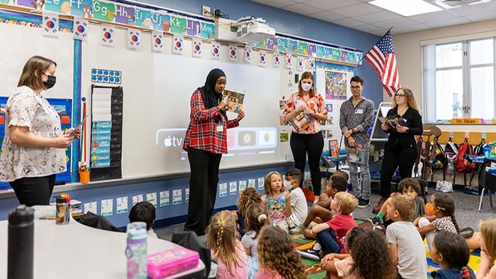 Counselor Education students during a classroom visit