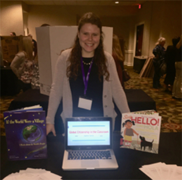 USF student posing with research materials