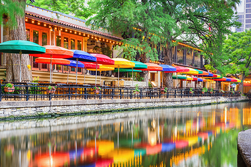 Umbrellas on the San Antonio riverwalk