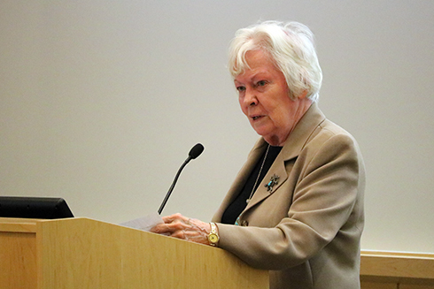 Nel Noddings gives a lecture at USF