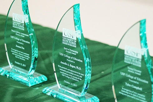College of Education alumni award plaques