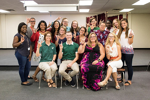 USF students majoring in Exceptional Student Education pose for a group photo