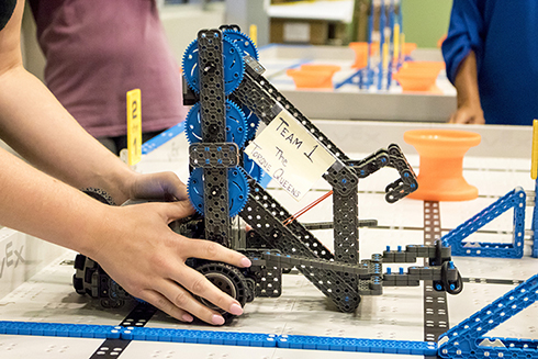 VEX Robot on competition floor