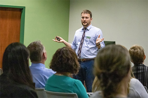 Nathaniel von der Embse presenting at a USF Anchin Center event in 2019