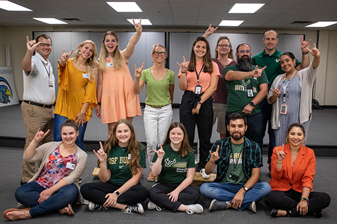 A group photo of USF students at Pepin Academies