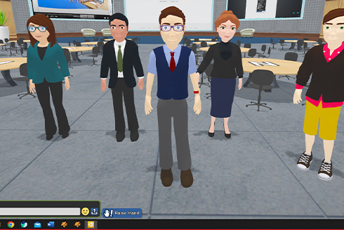 group photo of USF team in metaverse