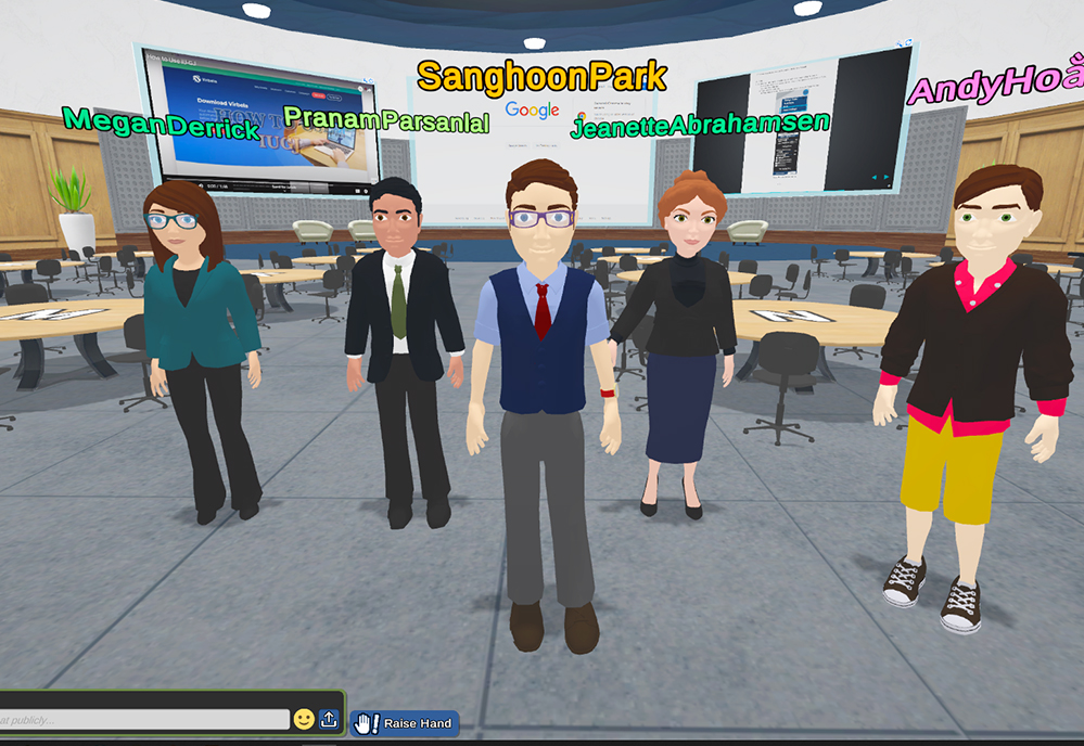 group photo of USF team in metaverse