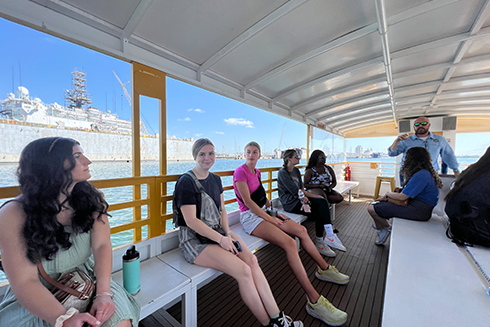 USF College of Education students touring Port Tampa Bay.