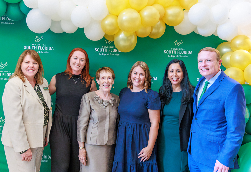 Alumni Awards Recipients and Interim Dean of the College of Education