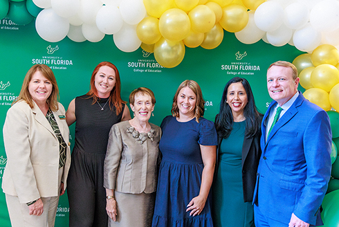 Alumni Awards Recipients and Interim Dean of the College of Education