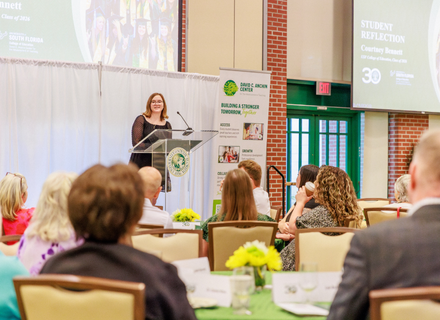 Courtney Bennett, this year's recipient of the Joyce Swarzman Leadership Award, shares a reflection on her experiences with the Anchin Center.