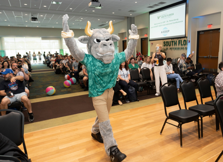 Rocky the Bull kicking off the opening cermonies.