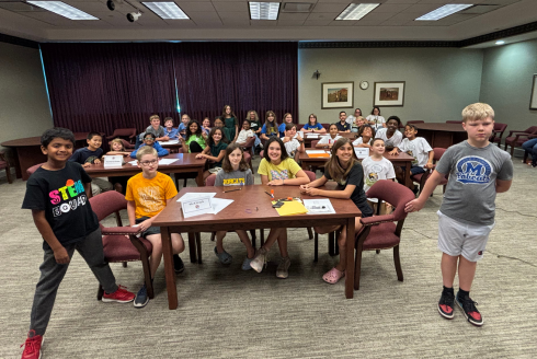 Students from Boyette Springs, Claywell, Forest Hills, Hunters Green, and McKitrick split into their teams for the 2025 E-Team finals.