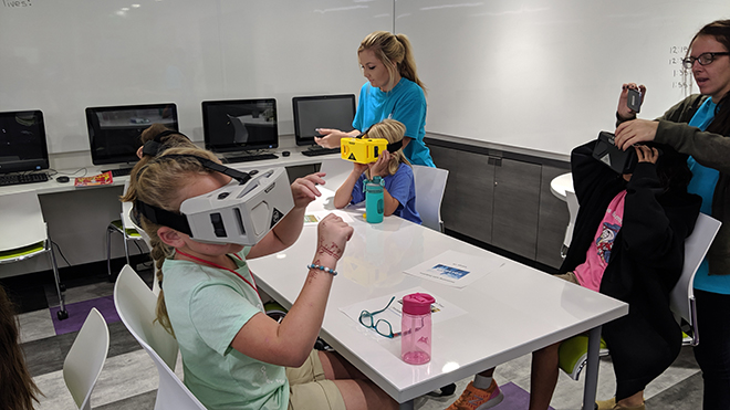 Students with VR headsets