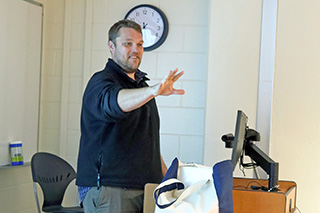 Nick Bardo teaching a class in Cooper Hall