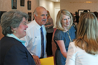 Greeting Pam Stewart: Left to Right: Vasti Torres, Dick Puglisi, Pam Stewart, Tracee Norris