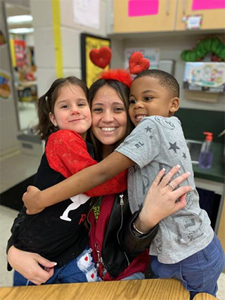 Morales with students in her classroom