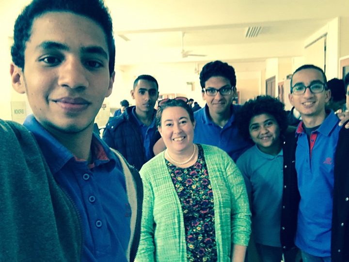 Sara Leikin with STEM students