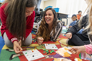 Student teacher in elementary classroom