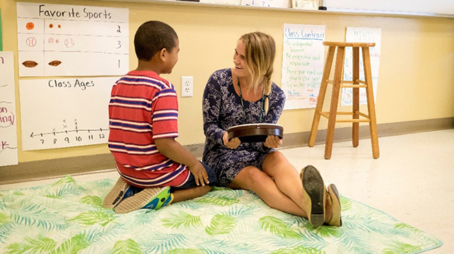 music teacher with student