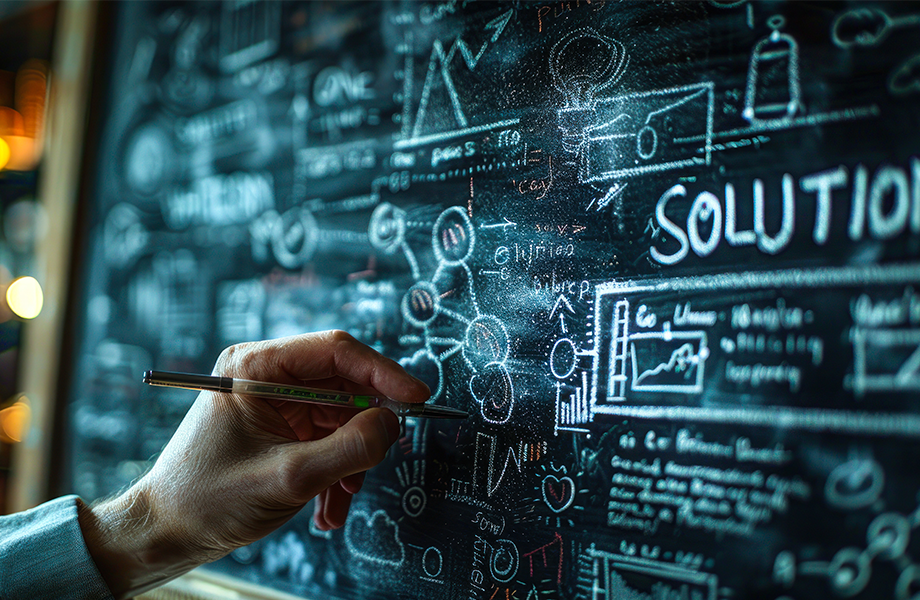 problem solving written on chalk board