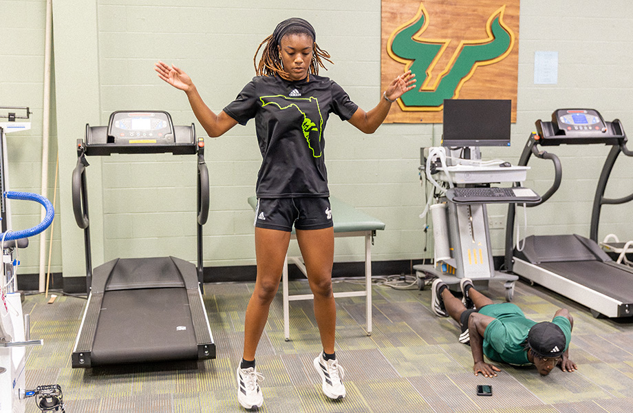 a usf student athlete does burpees 