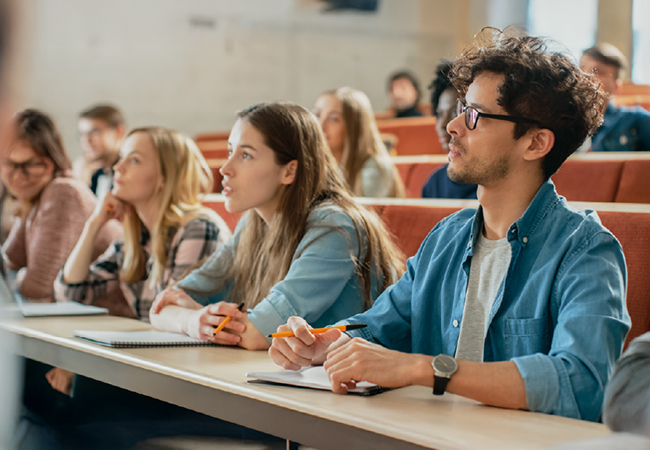 college students seated in classroom