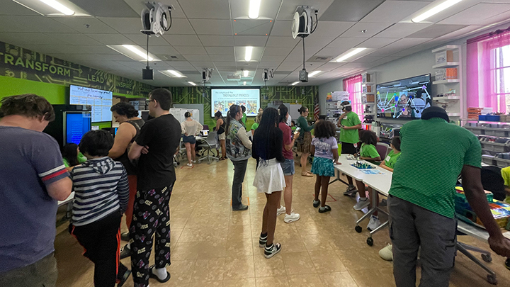 Group of people in the Collaboratory for camp