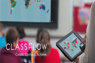 classroom & teacher using interactive technology