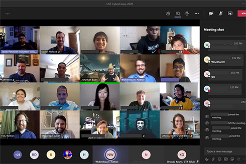 Screenshot of high school CyberCamp virtual session