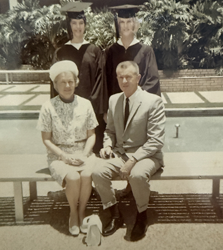 Seated: Evelyn and George Ledford Standing: Margie Townsend (Martin) and Susan Ledford (Duncan) 1968
