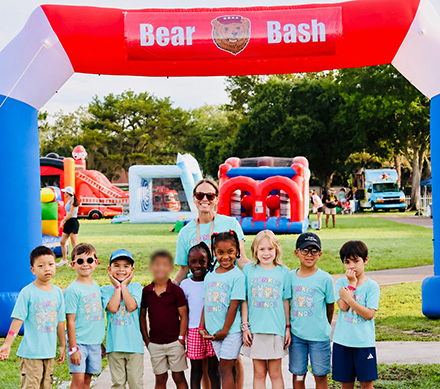 Danielle Franke and kids at Bear Bash