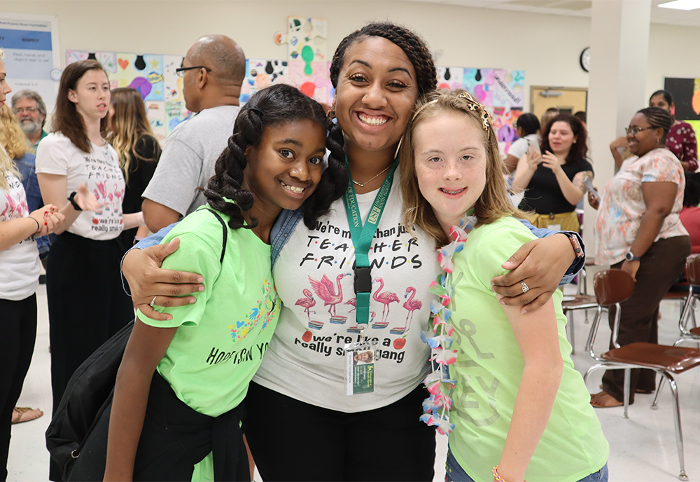 ESE teacher with students
