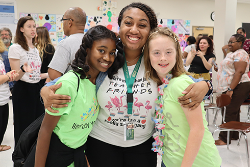 ESE teacher with students