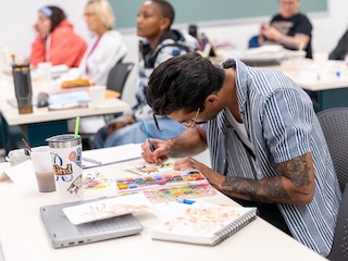 a picture of a man painting