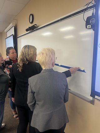 teachers working at the board together