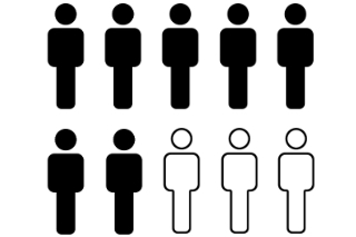 Ten human icons seven of which are highlighted