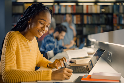 African-American student studying