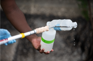 Collecting water sample