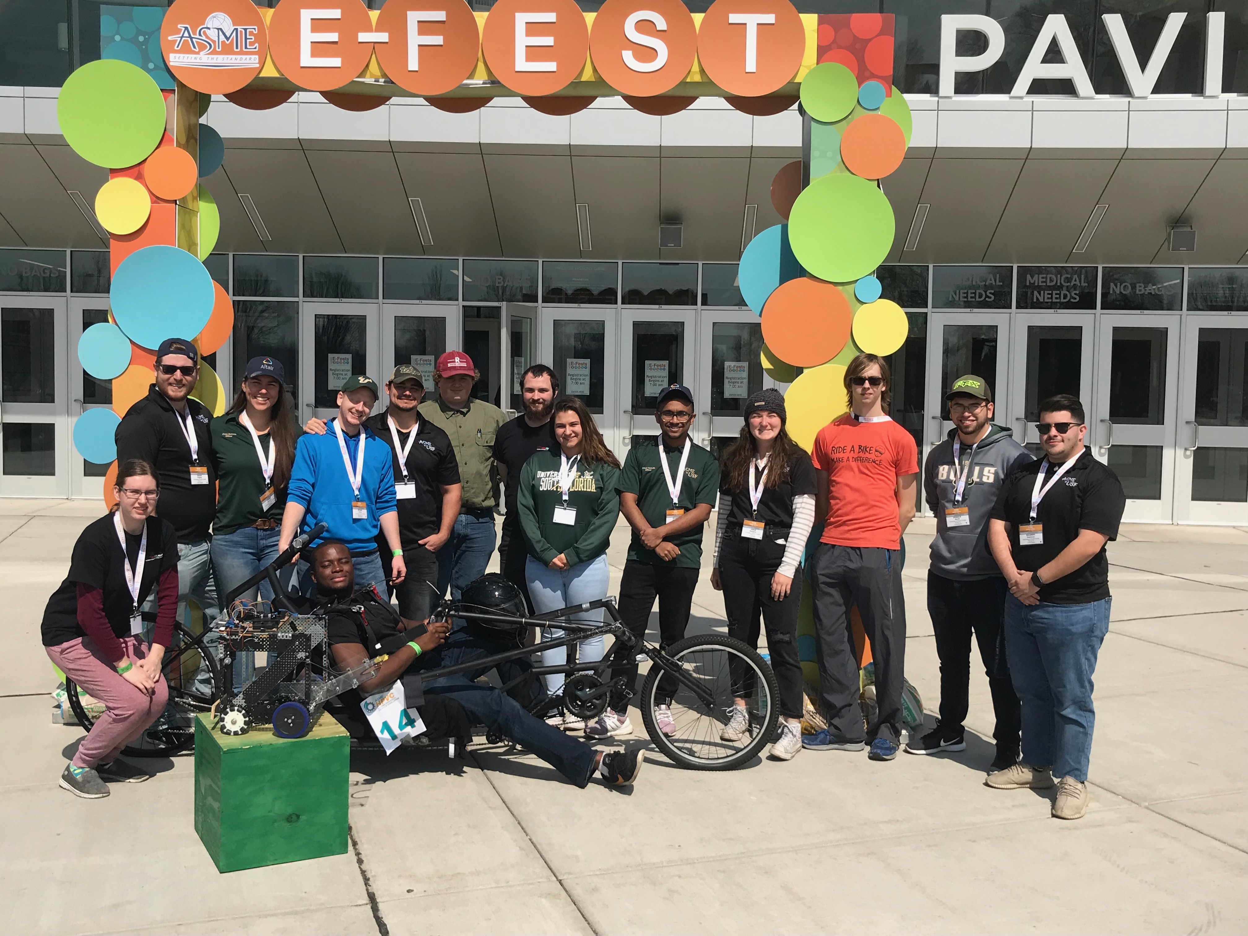The ASME 2019 student group shows off their student design competition entries at ASME E-Fest North