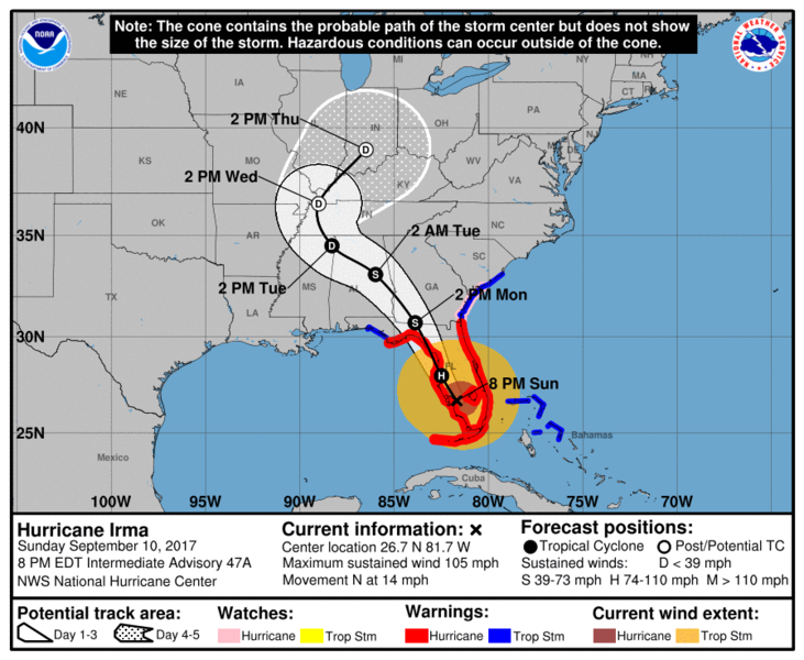 An example from NOAA of the cone of uncertainty graphs Rosen's research helps create